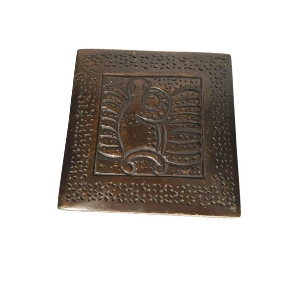 Vintage Russian wooden carved jewelry box - Picture 2 of 8